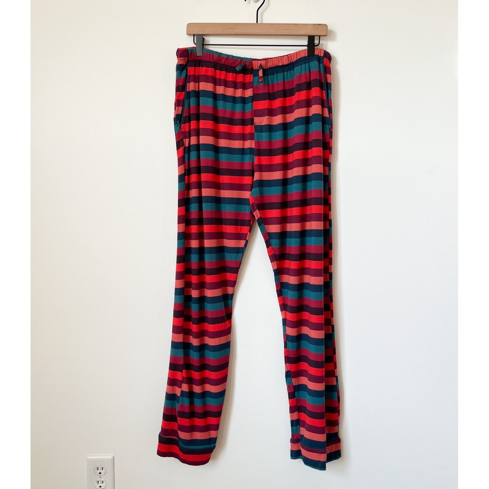 MeUndies‎ Striped Lounge Pajama Jogger Pants Womens XL Red orange Green